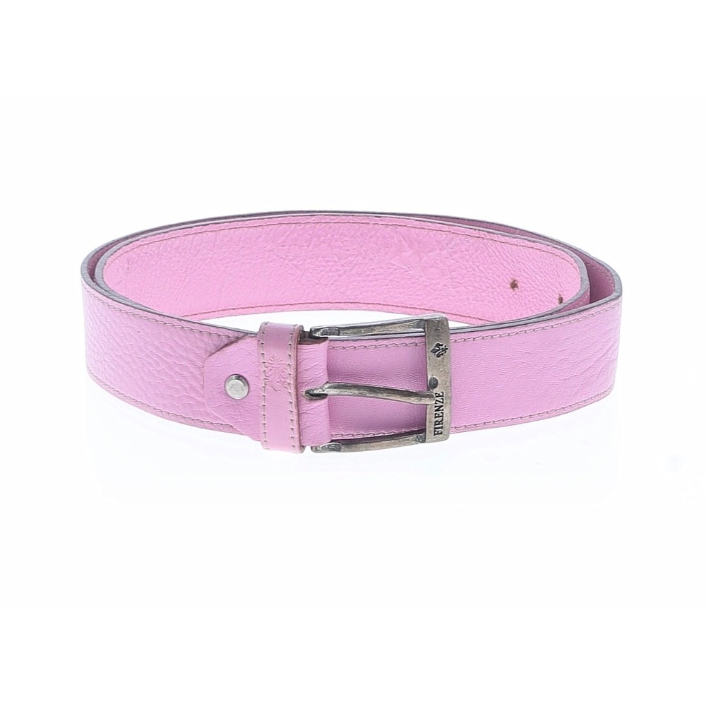 Firenze‎ Bubblegum Pink Pebbled Genuine Leather Belt Made in Italy Med Vibrant